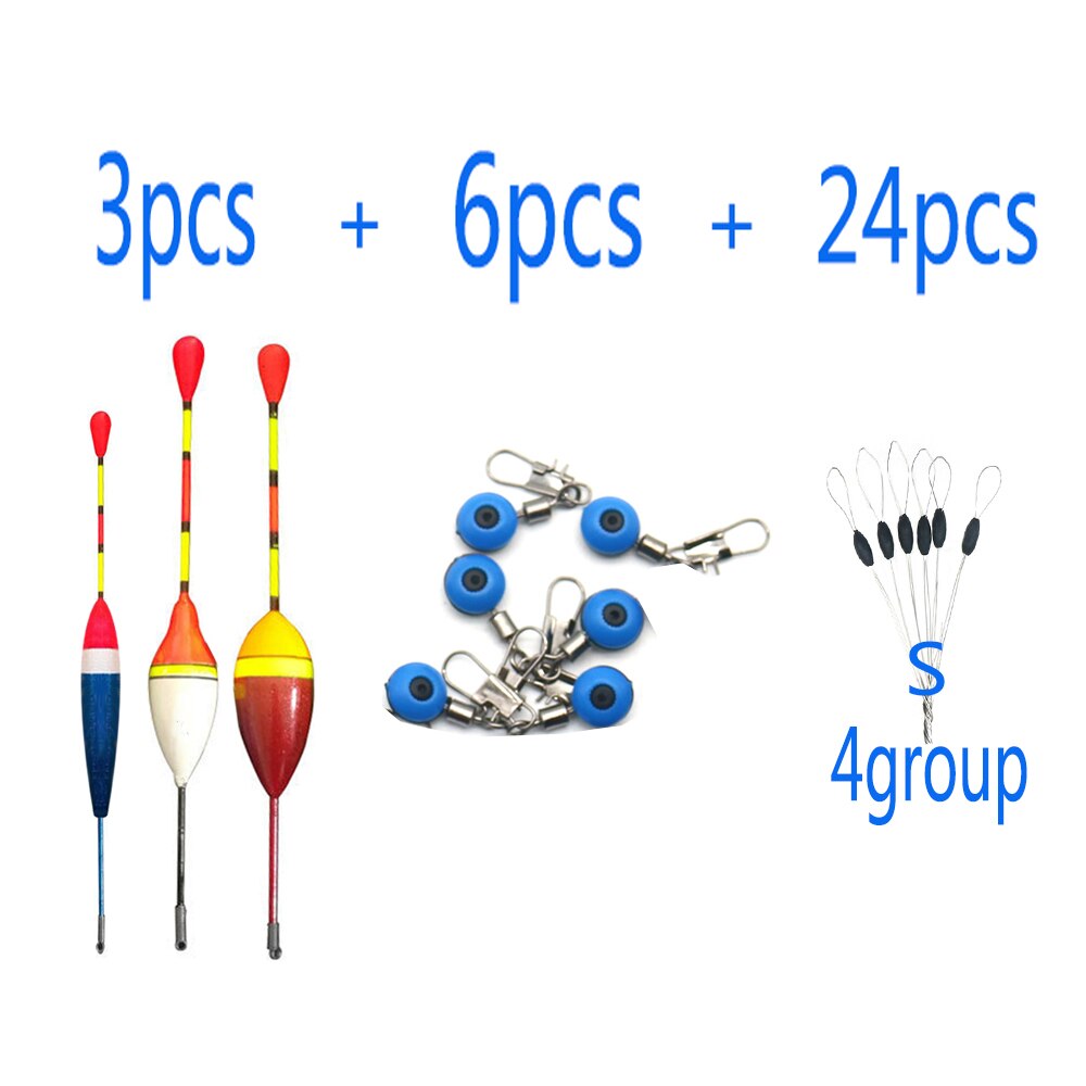 Fishing float connector positioning bean 3pcsFishing+Floats+6pcsFishing float connector+24pcsFishing positioning beans