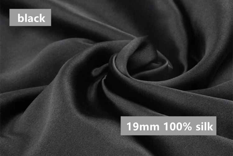 Silkestof 19mm bredde 114cm 100%  mulberry silke flerfarvet almindelig farvet silke kjole stof silke sengetøj tørklæde  ls1801: Sort