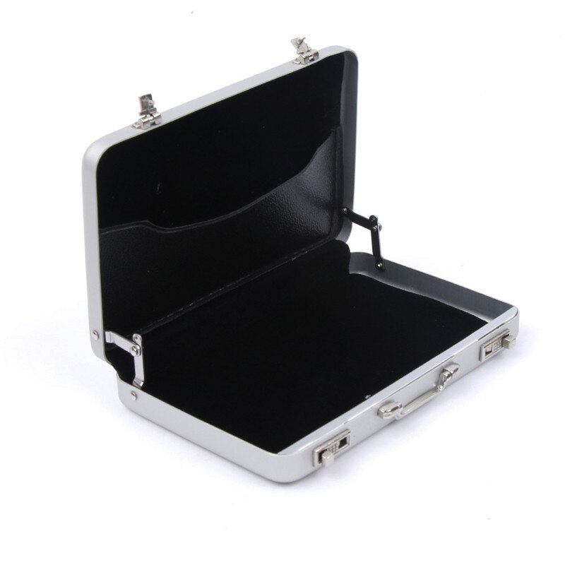 Rectangle Aluminum ID Credit Card Holder Storage Case Box Business Bank Card Holder Suitcase Shape Organizer: Sliver