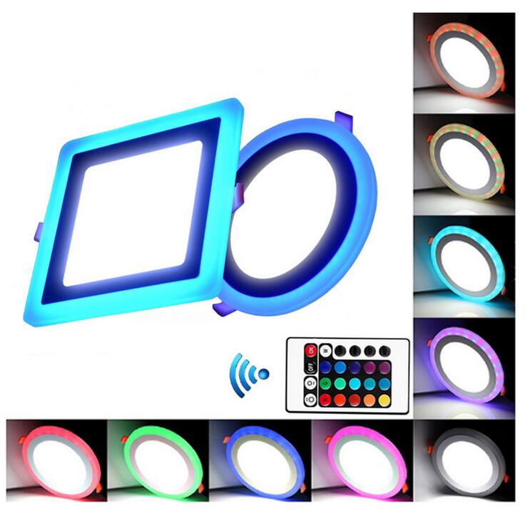 Ronde/Vierkante RGB LED Panel Licht + Afstandsbediening 6 w/9 w/16 w /24W Verzonken LED Plafond licht AC85-265V + Driver