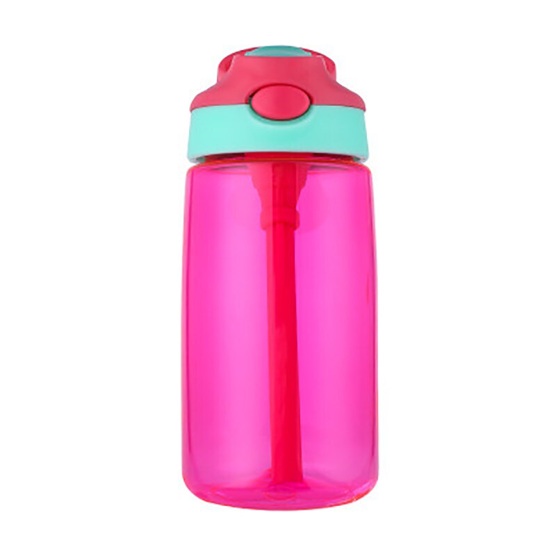 480ml børn vandflaske plastik baby nyfødt kop med halm lækage bevis for studerende skole drinkware drikkeflaske til børn: Rød