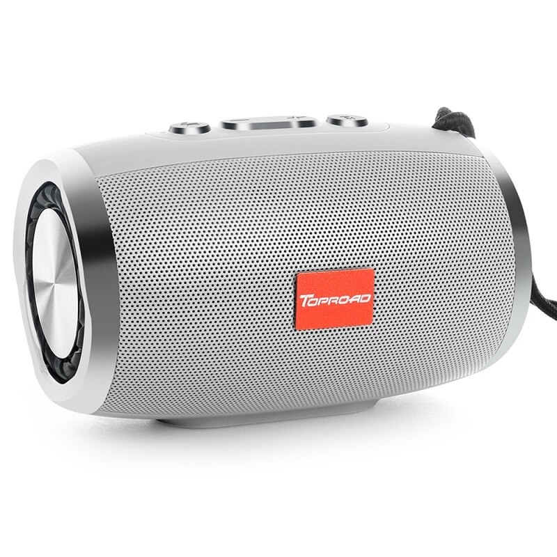 TOPROAD Portable Bluetooth Speaker Draadloze Kolom Stereo Speakers Ondersteuning TF FM Radio Mic AUX Luidspreker voor Computer Telefoon: grey speaker