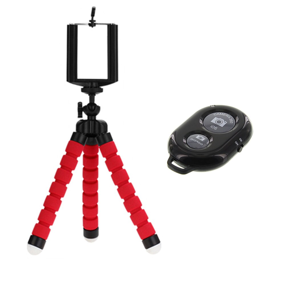 Selfie Sticks Statief Voor Telefoon Statief Sluiter Afstandsbediening Met Bluetooth Release Monopod Controle Telefoon Remote Mini Smart Voor: Rood