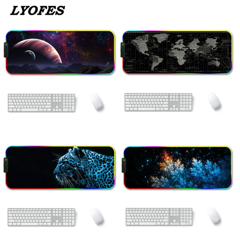 RGB Gaming Mouse Pad Large XXL Rubber Mat RGB Colorful LED Lighting Gaming Mouse Pad for PC Computer