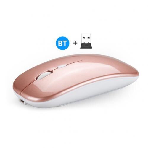 2.4G bezprzewodowy USB akumulator Bluetooth 5.0 cichy do gier myszka do PC Laptop: A