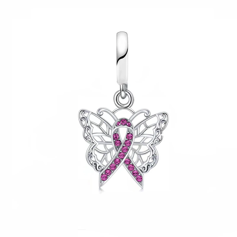 FC Jewelry – Bracelet à breloques Original en argent 925, gant de boxe, combat du Cancer du sein, perle de sensibilisation pour la fabrication de Berloque: Beige