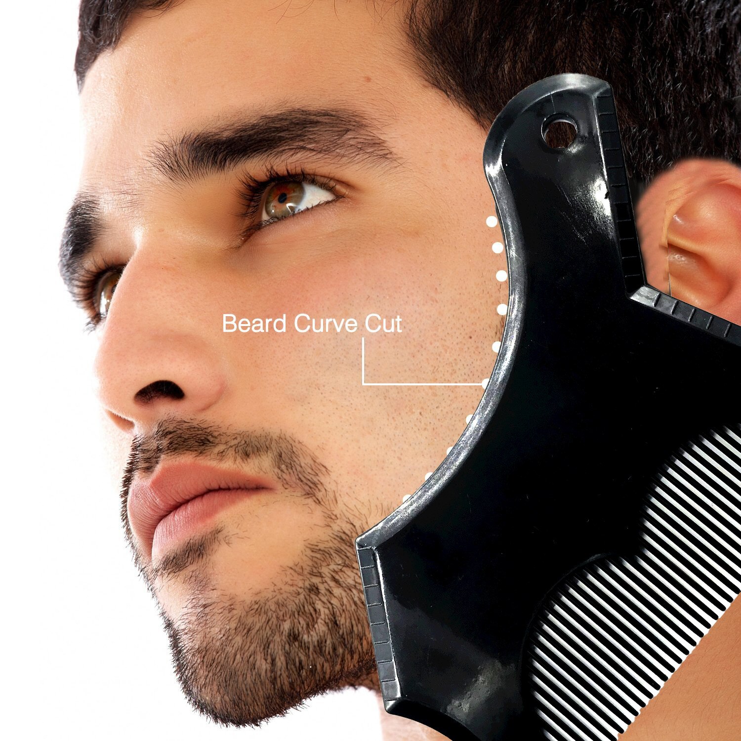 Beard Shaping &amp; Styling Tool Shave Comb for Perfect Line Up Edge Control Men&#39;s Beard Comb Hair Trim Templates Shaper 1pcs: Black