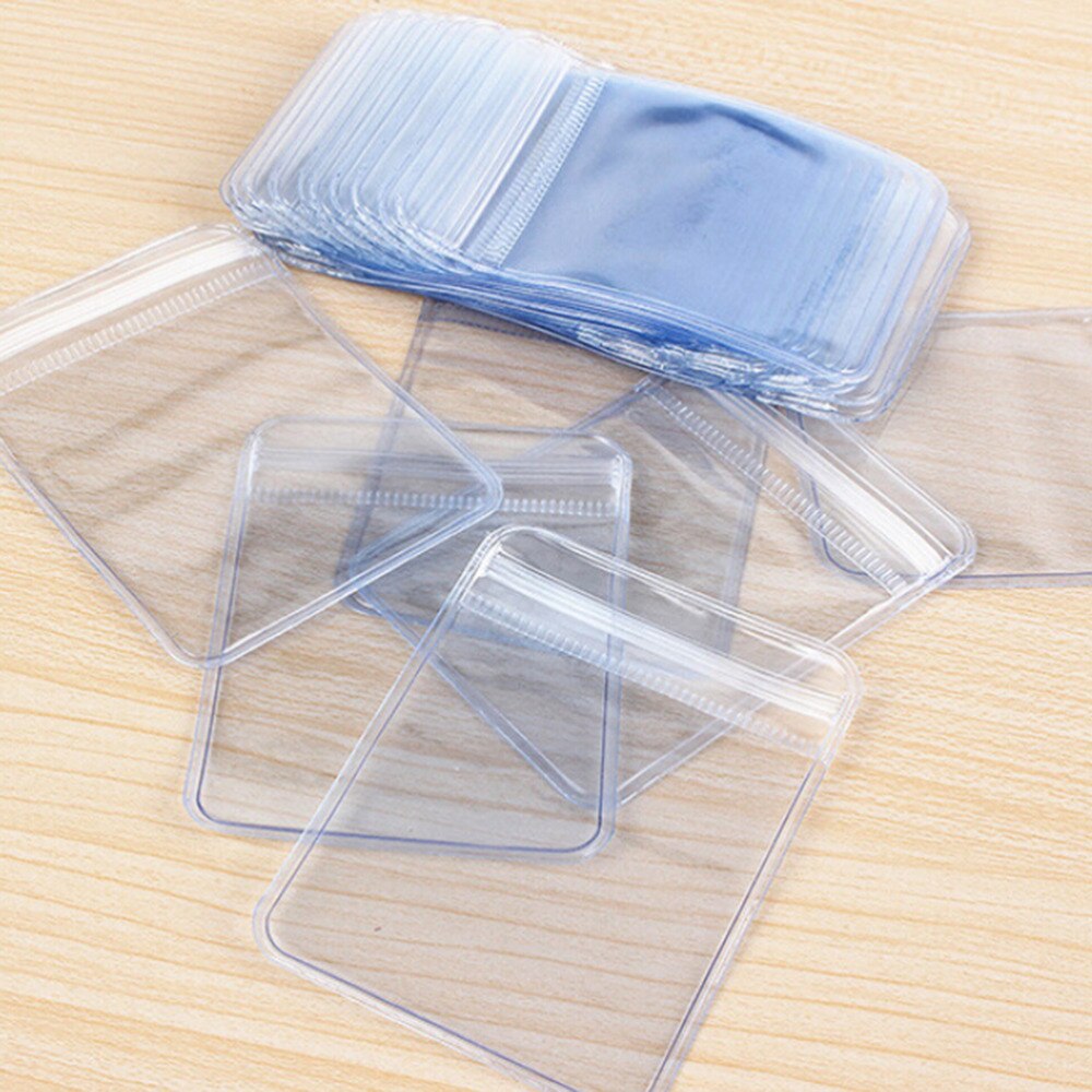 100 Pcs/lot Clear PVC Plastic Coin Bag Case Wallets Storage Envelopes Seal Plastic Storage Bags package
