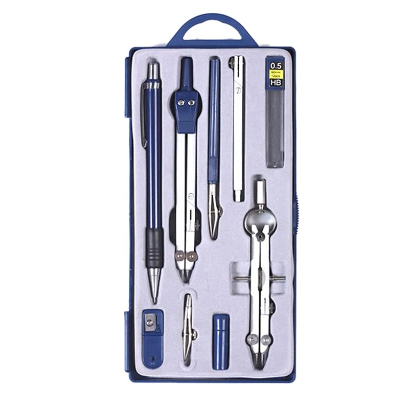PPYY-9 Pcs Metal Geometry Set Compass for Woodworking, Drawing Compass Protractors Classroom Set Drawing Kit for Geometry: Default Title