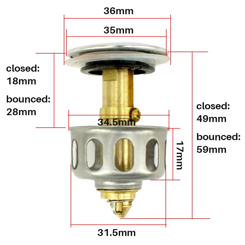 Universal Wash Basin Bounce Drain Filter Kitchen Bathroom Strainer Sink Drain Stopper