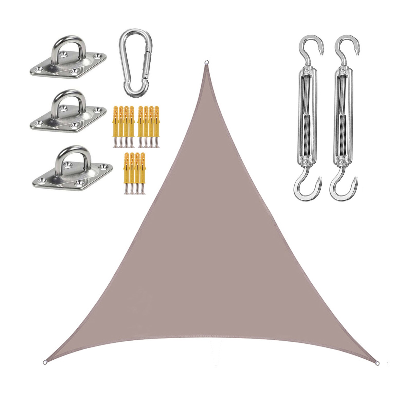 Shade Sail Awning Sunscreen Oxford Cloth Patio Durable 3 Meter Garden Reasonable Windproof Tear-resistant Triangle Sunshade: Khaki