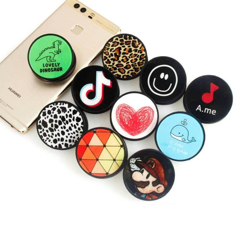 Cute Cartoon Round Universal Expanding Stand Grip Finger Ring Holder Mobile Phone Folding Bracket For iPhone 8 7 X XR XS MAX