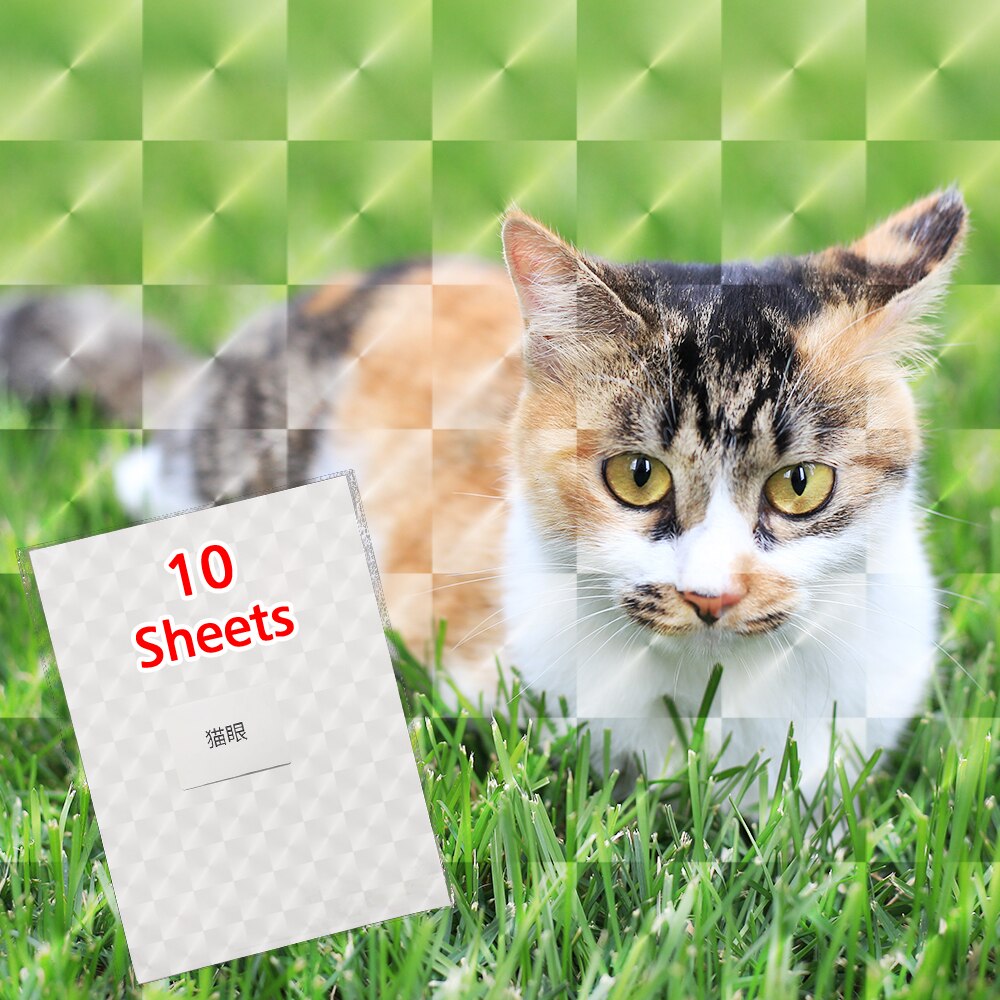 10 Sheets Terug Hart Koud Lamineren Film A4 210*297Mm Plakband Lamineren Op Papier Plastic Diy Pakket kleur Card Photo: Cat eye