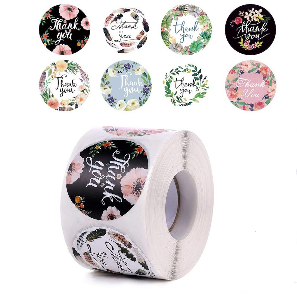 500Pcs 1.5Inch Ronde Dank U Label Stickers Papier Hart Jaar Verpakking Wedding Party Decor Handgemaakte Briefpapier Stickers: 1inch-E