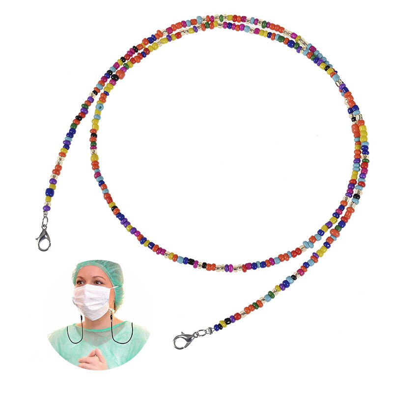 10 pcs various rainbow color mix mask glasses minit beads lanyard hanging neck anti-dropping＆lost double buckle unisex necklace