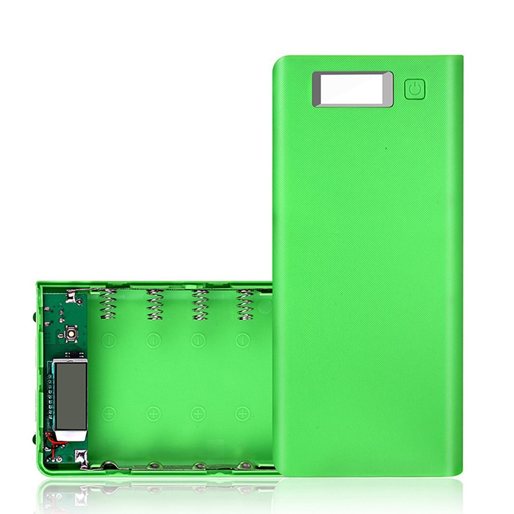 8*18650 battery Portable Power Bank Case Kit Digital Display Welding-Free 8*18650 Mobile Power Box Kit Portable Battery Shell: Green