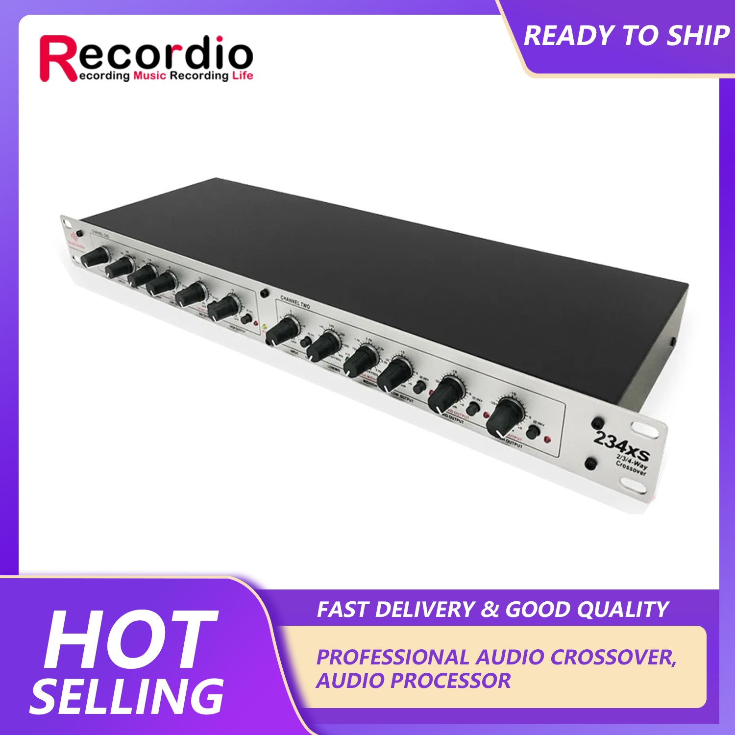 GAX-234XL Sound Peripheral Equipments Stereo 2/3 Way, Mono 4-Way 234XL Crossover audio Equalizer with XLR Connector: black