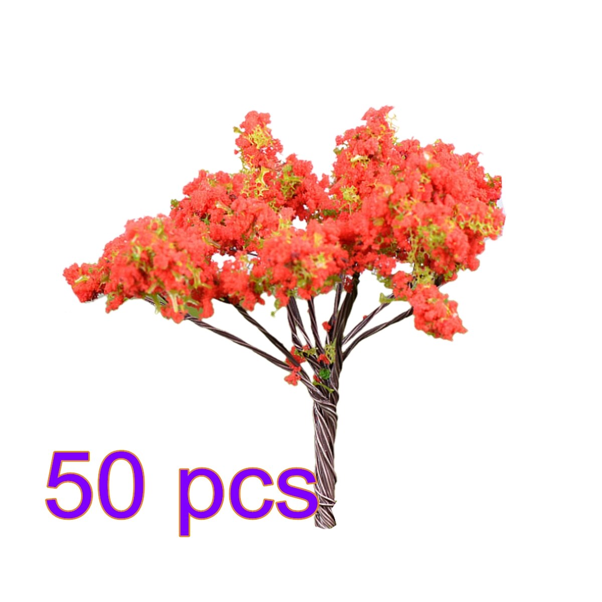 20/50/100 Pcs 6.7cm HO 1:85 Scale Delonix Regia Model Railroad Architecture Diorama Tree For DIY Scenery Landscape: 50pcs