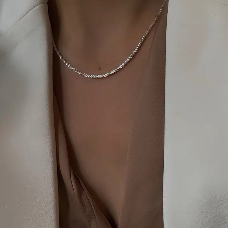 Conjunto de joyería de pulsera y collar de cadena de clavícula chapada en plata brillante, accesorios minimalistas de cielo estrellado para mujer