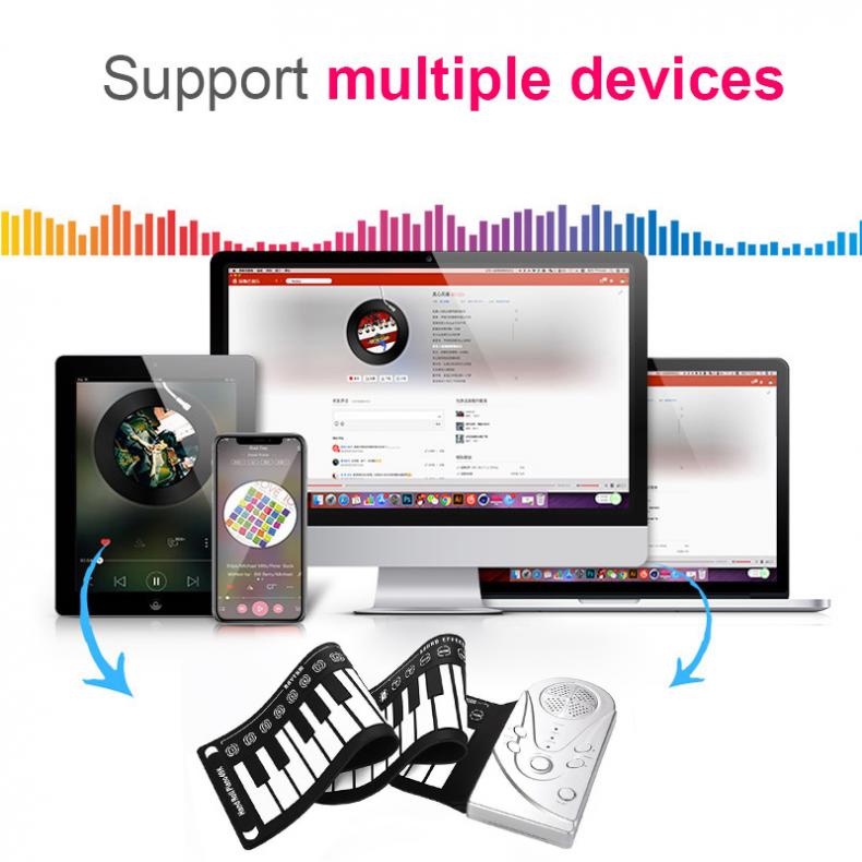 49 Keys Electronic Portable Silicone Flexible Hand Roll Up Piano Built-in SpeakerChildren Keyboard Organ for Home Education