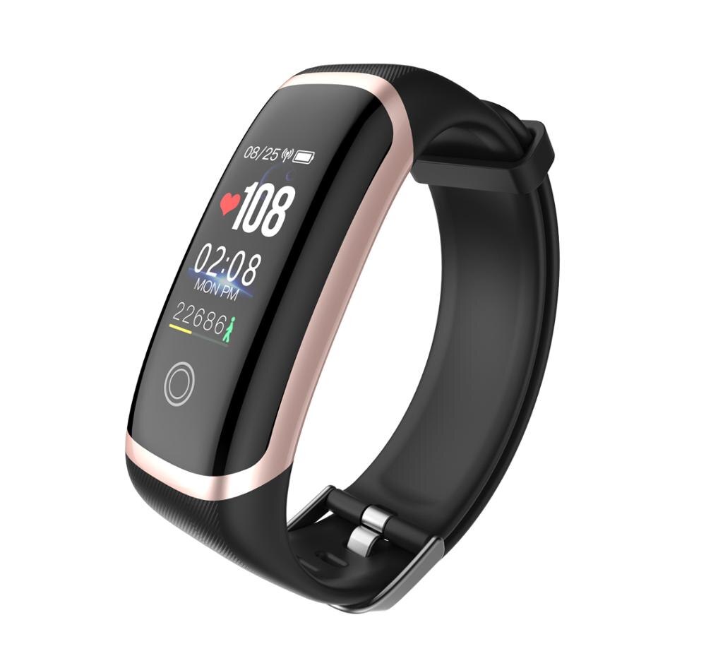 Sport fitness tracker  m4 smart pulsmätare armband kalorier vattentät smart bandklocka för ios android: Svartrosa
