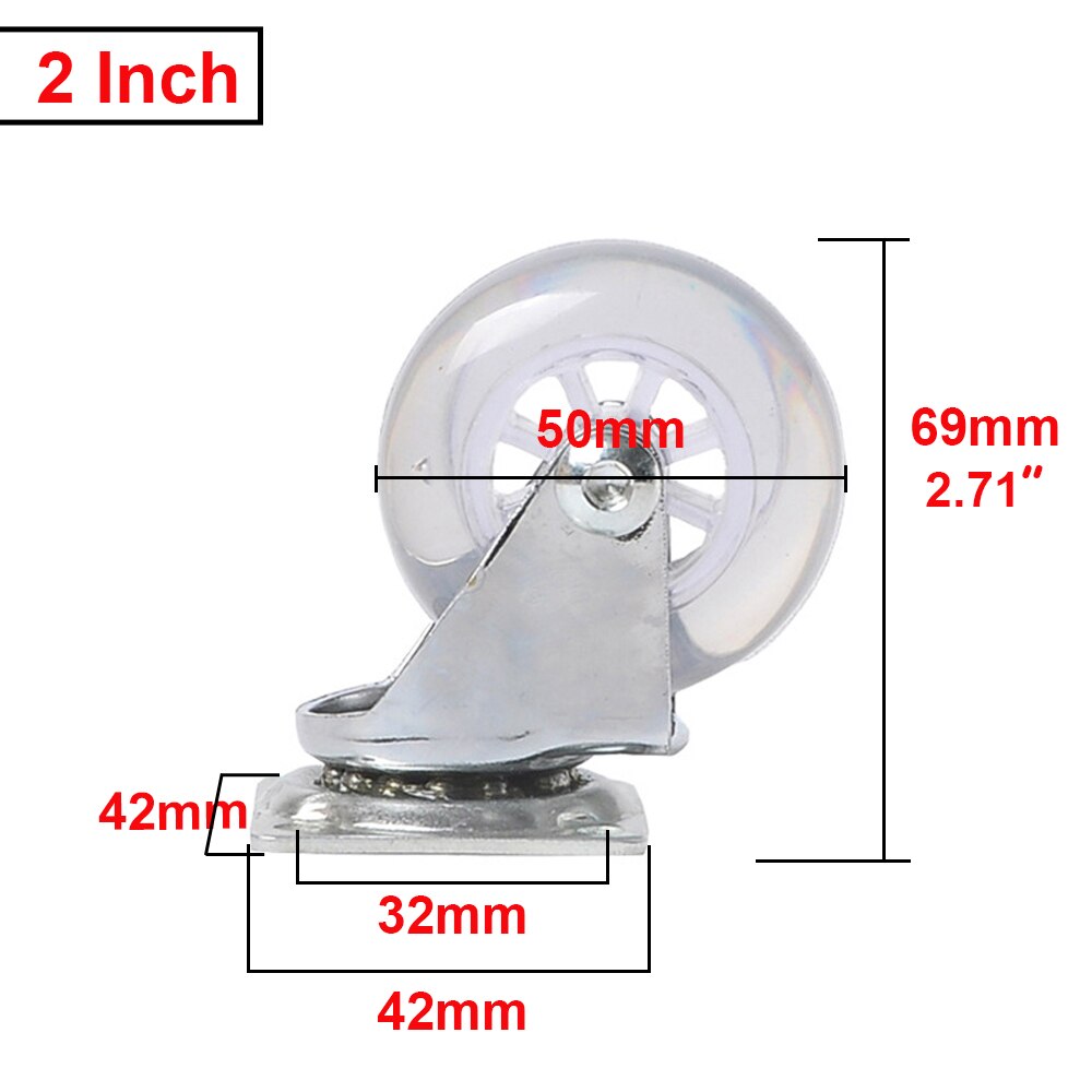 4/1Pack 2 inch 360 Degree Swivel Caster Wheels with brake no brake Heavy Duty No Noise Wheel For Furniture Cabinet Sofa Caster: 1PC without brake