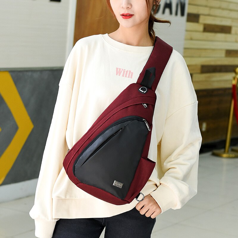 Men's Chest Bag Unisex Nylon Solid Color Zip Soft Crossbody Versatile Reflective Travel Purses And Handbags Bolsa Feminina