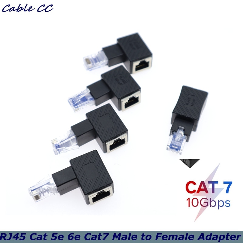 90 Degree Ethernet Extenders RJ45 Male To Female Adapters For Cat6