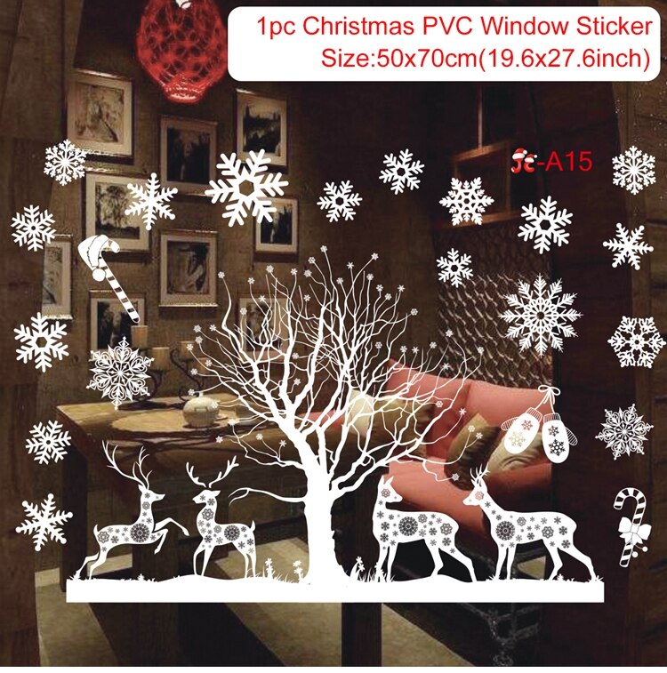 Joyeux noël Stickers muraux fenêtre verre autocollants maison décorations de noël noël ornements noël nouvel an décor à la maison: 4