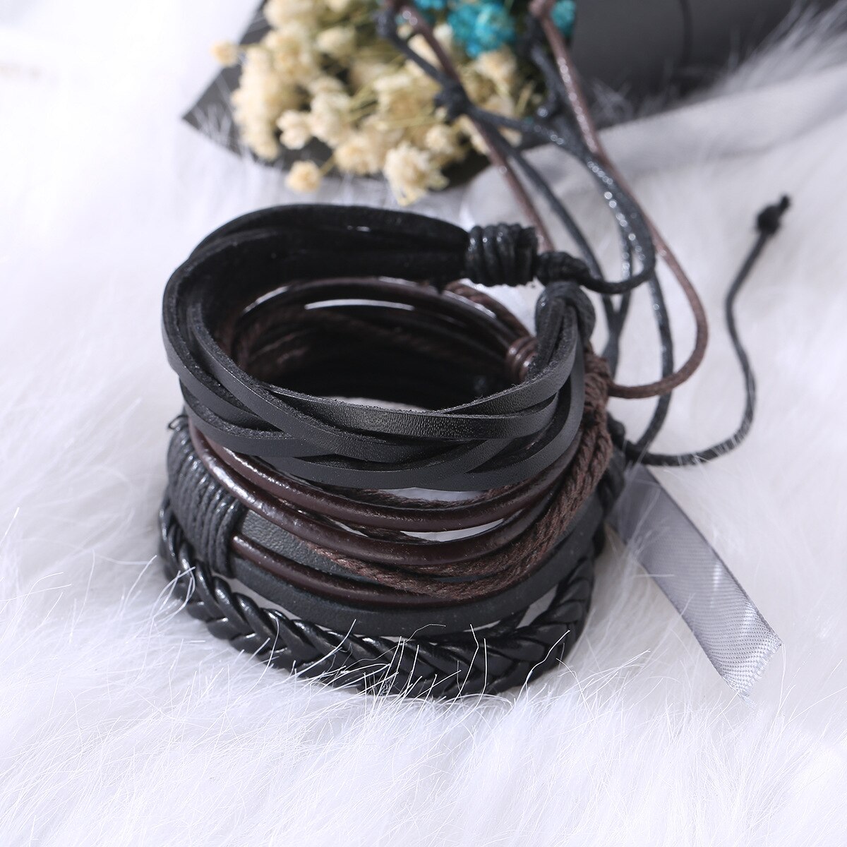 4pca/Set Armbanden En Armbanden Heren Lederen Armbanden Pulseira Masculina Sieraden Charm Bileklik Pulseiras Vriendje Vriendin