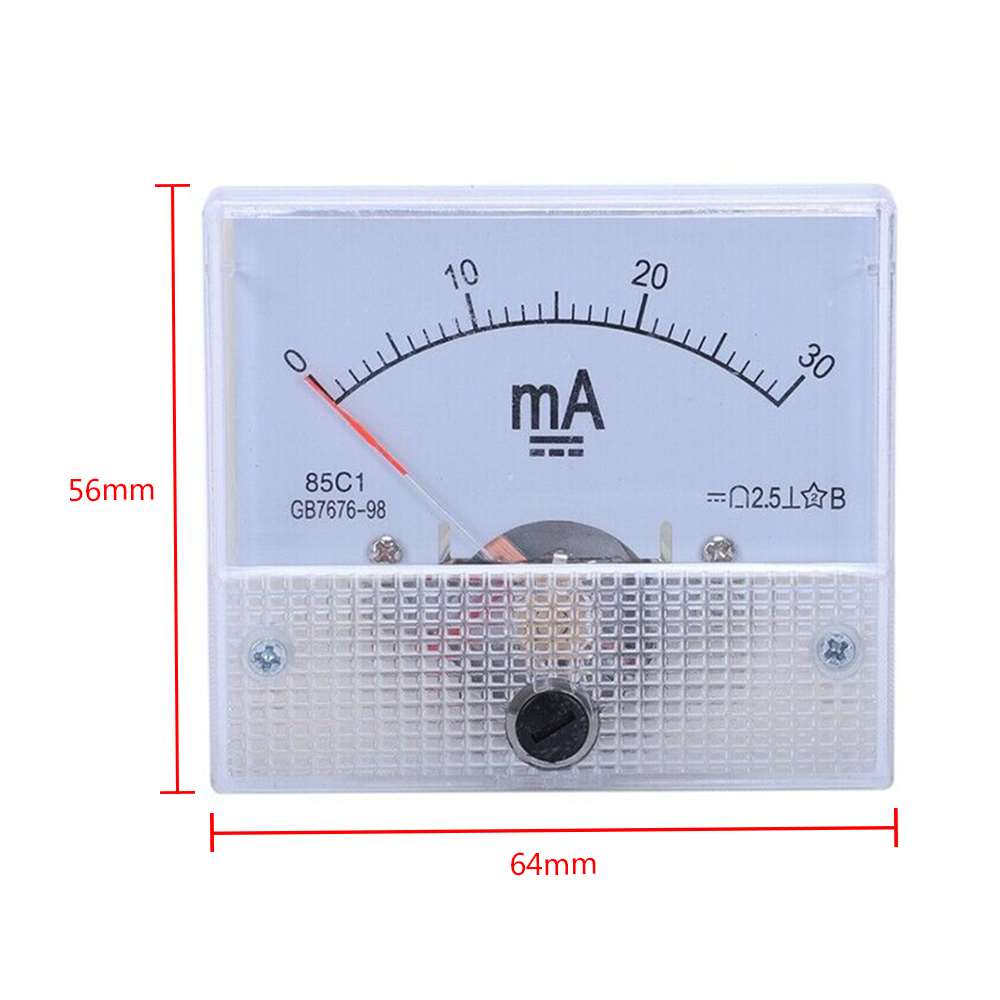 1 Pcs Plastic Analog Current Panel Meter DC 0-30mA Ammeter For Circuit Testing Household Tool Supplies Accessories