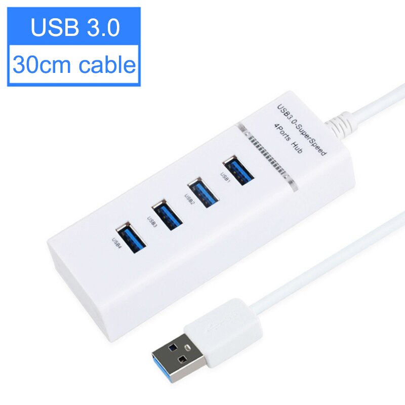 hub til usb 3.0 2.0 3.1 4 bærer multi splitter usb adapter utvidelseskabel til bærbar stasjonær datamaskin pc tilbehør usb hub: Hvit hub 3.0