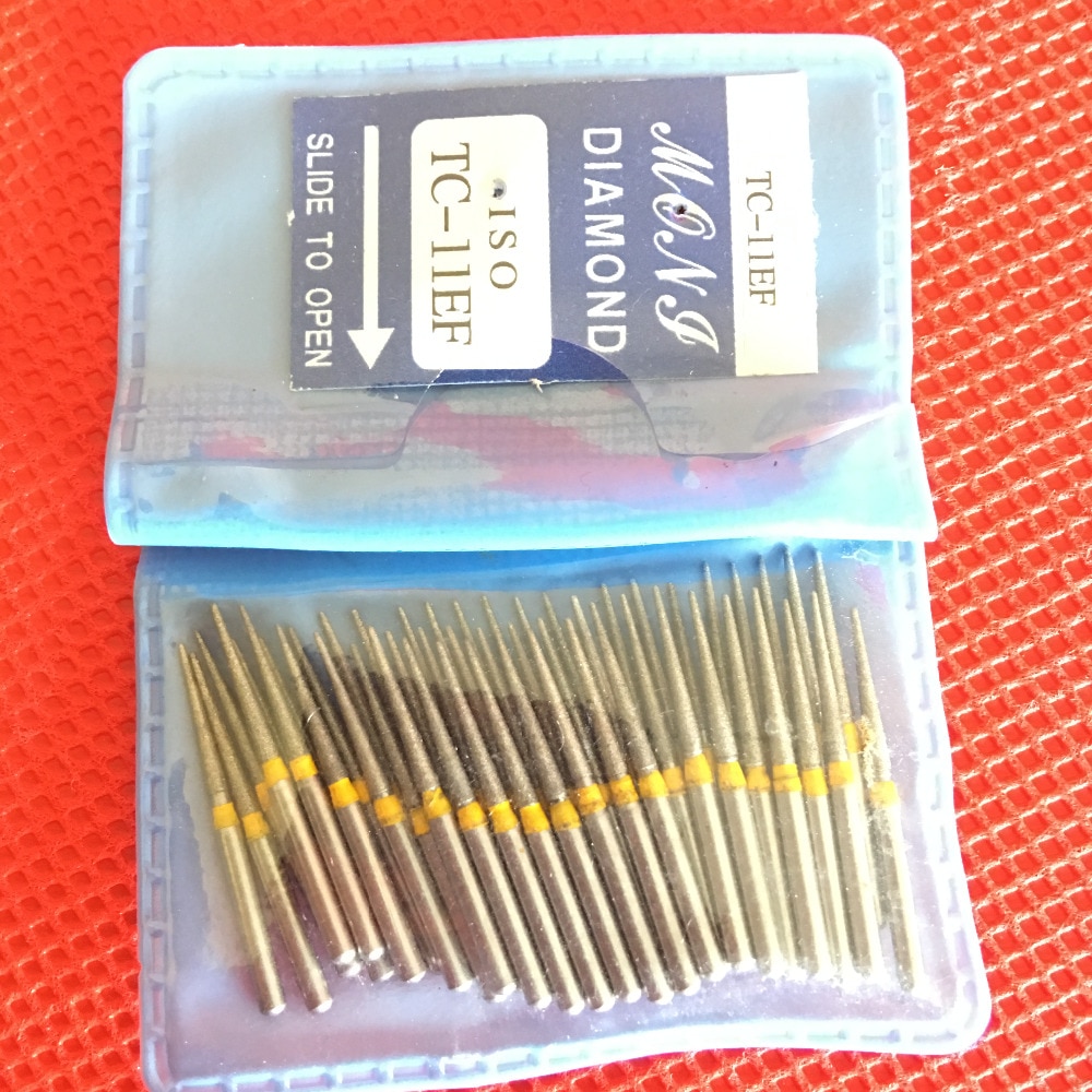 50 kpl hammaslääkärin timantti fg nopeat poranterät kiillotukseen tasoittavat sf/br/fo/tf sarjan hammasporat 1.60mm