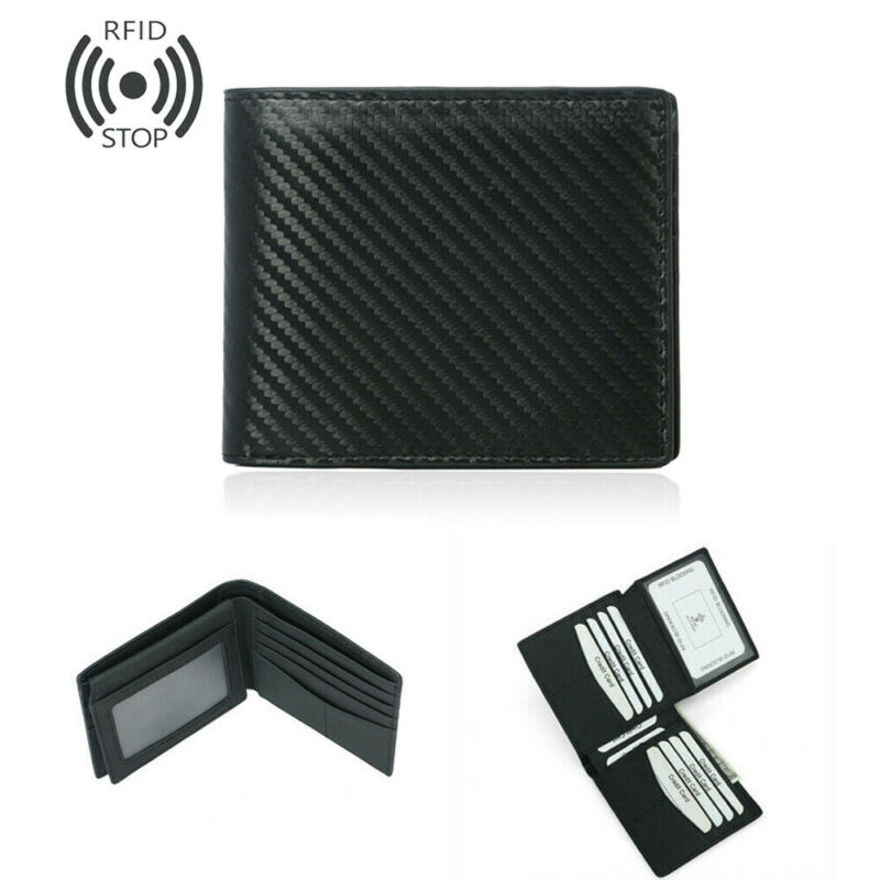 plus récent concepteur hommes en cuir portefeuille RFID sûr sans contact carte bloquant ID Protection Anti-vol en Fiber de carbone portefeuilles