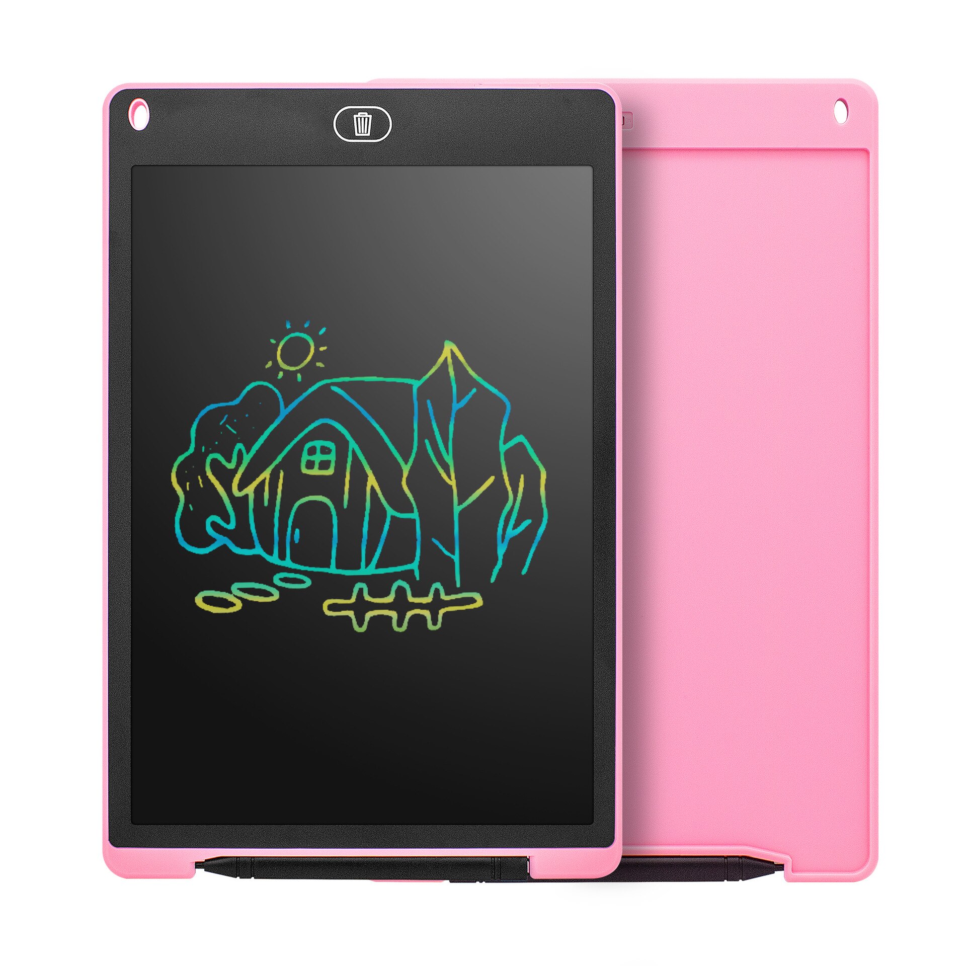 12 Inch LCD Tablet Childrens Sketchpad Color Handwriting With Lock Button Childrens Intelligent Graffiti Painting Tablet: pink