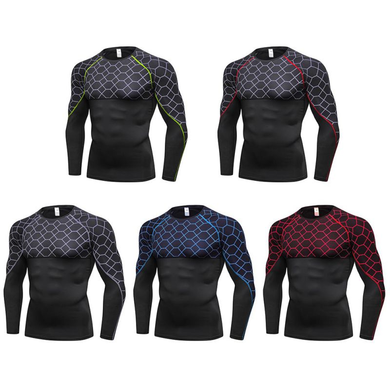 Man Quick Dry Compression Shirt Long Sleeves T Shirt Plus Size Fitness Clothing Solid Colorquick Dry Bodybuild Fitness Shirt