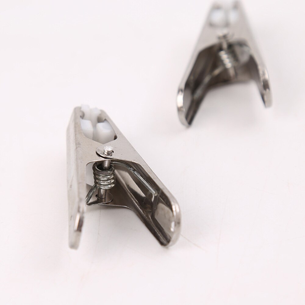 24 Pcs Stainless Steel Clothes Clip Multifunctional Hanger Clip Clothing Clip Clothes Hanging Clip (Stainless Steel+White Piece)