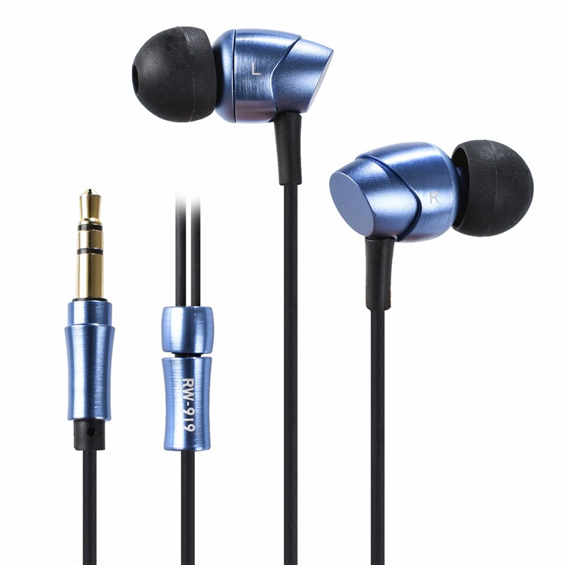 Yincrow RW-919 Dynamische Driver In Ear Oortelefoon Oordopjes Platte Hoofd Plug Oordopjes Oordopjes Metal Oortelefoon Headset MX500 Oordopjes: blue earphone