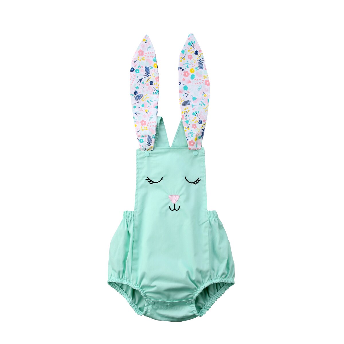 Newborn Baby Girl Boy Rabbit Up Cosutme Sleeveless Bodysuit Outfit Summer Clothes: Green / 12M