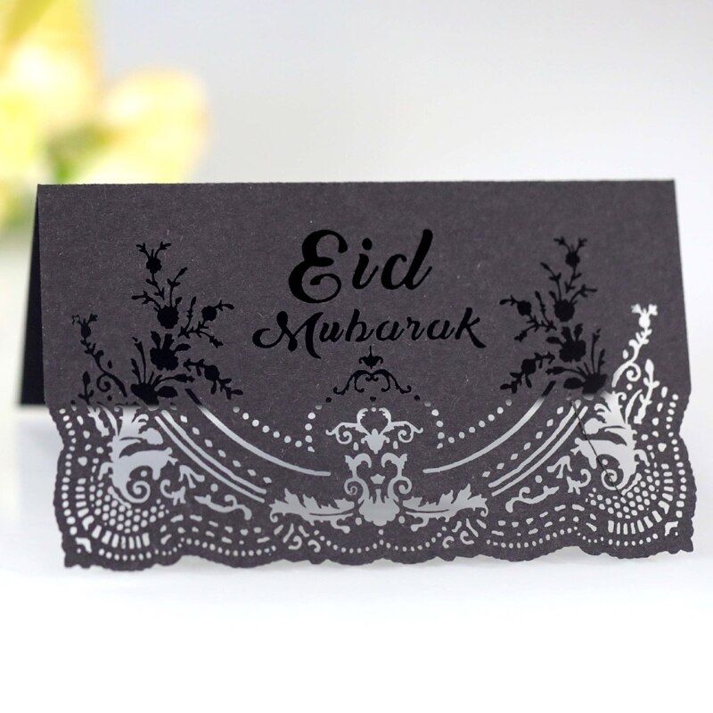 100Pcs Eid Mubarak Party Hollow Plaats Kaart Ramadan Uitnodiging Kaart Tafel Decor