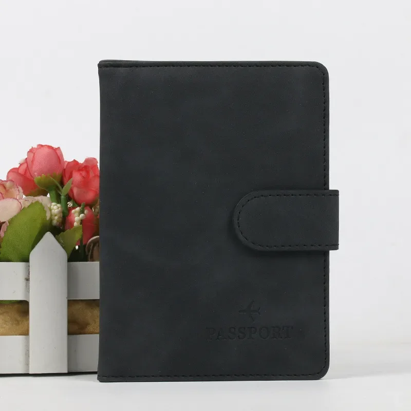 Lederen paspoorthouder covers case waterdichte reis creditcard portemonnee schattig paspoortboek voor dames/heren gesp paspoorthoes: MULTI