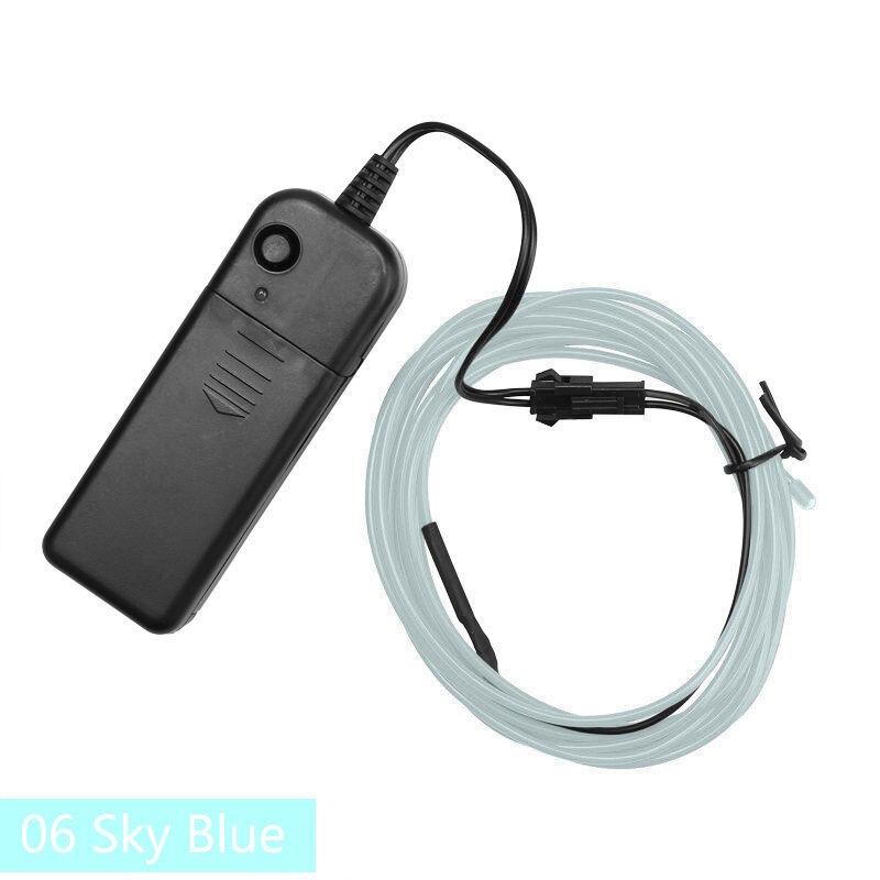 Cable de alambre LED de neón para de baile de Navidad, luz luminosa para decoración de coche, Rave, 1m/3m, novedad: Sky Blue / 3M