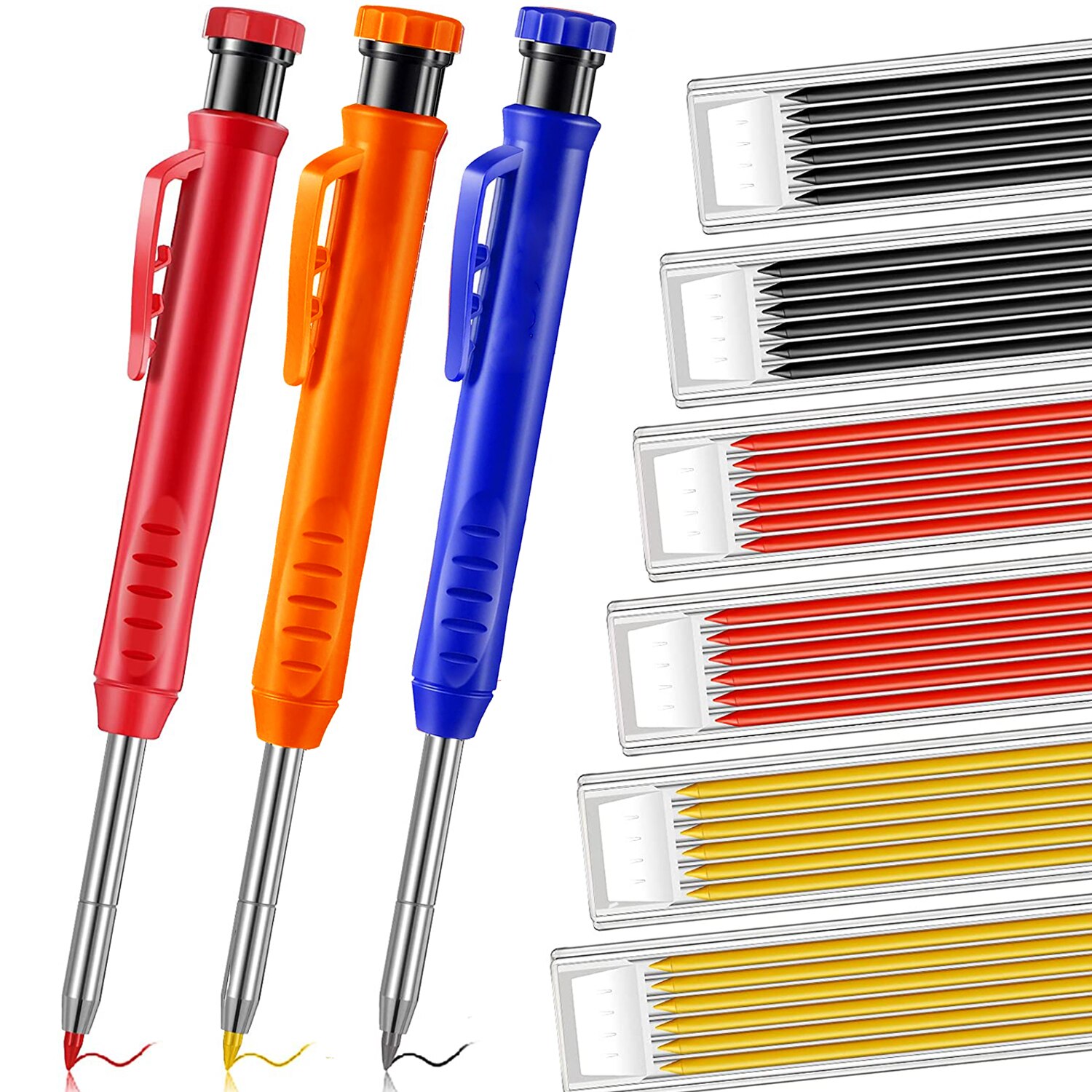 Solid Carpenter Pencils Woodworking Mechanical Tools With Built-in Sharpener For Scriber Wood Floor Metal Marking Drawing