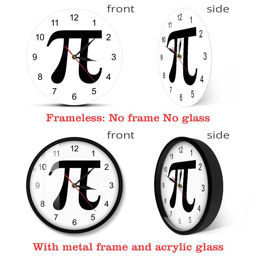 Mathematical Sign Pi 3.14 Life of Pi Minimalist Math Wall Clock Math Chic 3D Pi Symbol Geek Pi 3.14 Silhouette Wall Clock