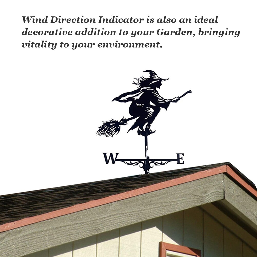 Windwijzer Tuin Stake Wind Richting Indicator Meten Met Heks Patroon Ornament Decoratie Voor Rooftop Outdoor Yard