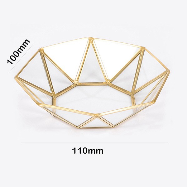 Nordic Retro Opbergvak Gold Rechthoek Glas Make Organizer Tray Dessertbord Sieraden Display Home Keuken Decor: Octagonal bowl