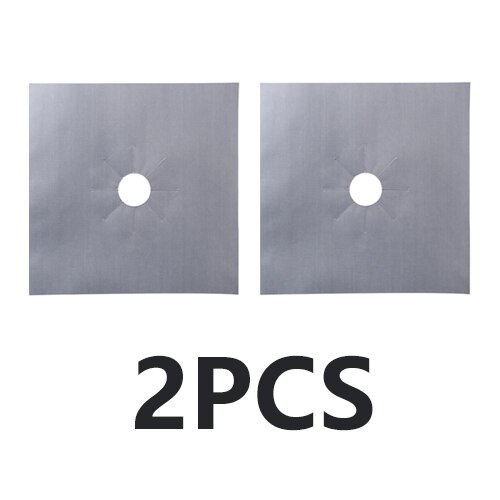 1/2 / 4PCS Reusable PTFE Range Hood Stove Burner Pad Temperature Anti-fouling Anti-oil Pad Lining Plate Cleaning Kitchen Tool: Silver 2pcs
