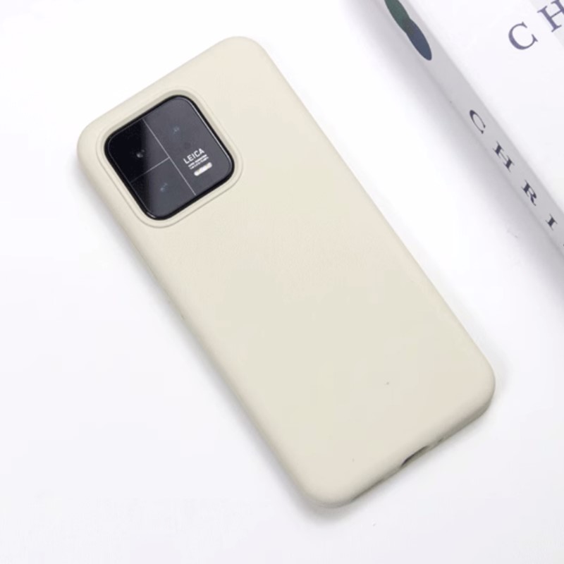 Capa traseira de silicone líquido para xiaomi mi 13 / 13 pro/14/14 pro/15 à prova de choque macio suave capa de telefone de luxo funda: TELA DE PINTURA / Bege