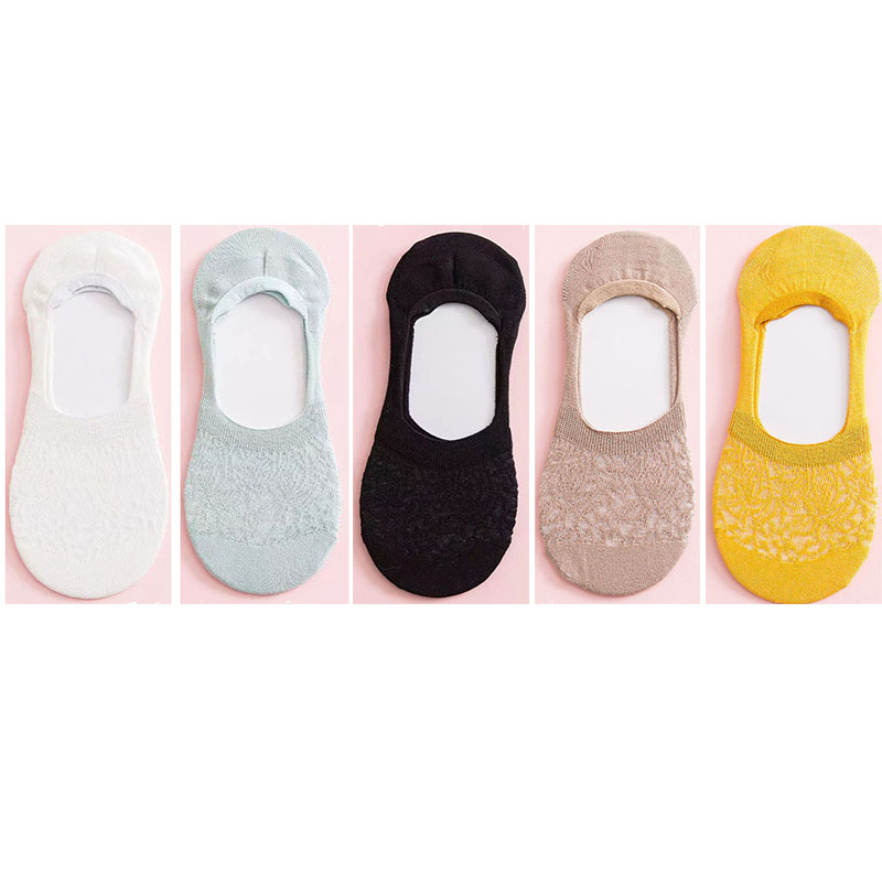 5 Pairs Spring Summer Women Socks Solid Color Wild Shallow Mouth Felmen Girls Female Invisible No Show Slipper Socks: H2