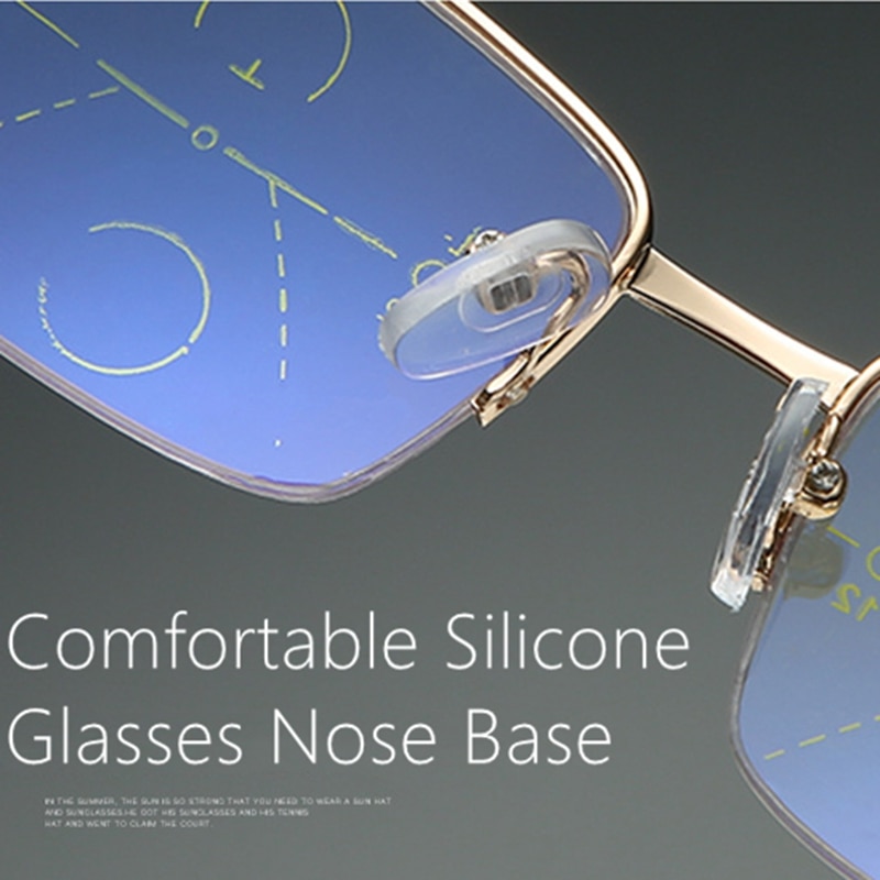 Newest Multifocal Bifocal Reading Glasses Progressive Magnifying Anti Blue Light Presbyopia Men Women Half Frame Spring Hinge